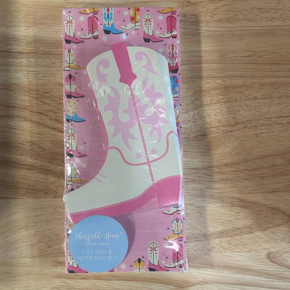 Sheffield Home Pink Cactus Notebook & Cowboy Boot List‎ Pad Notepad Set